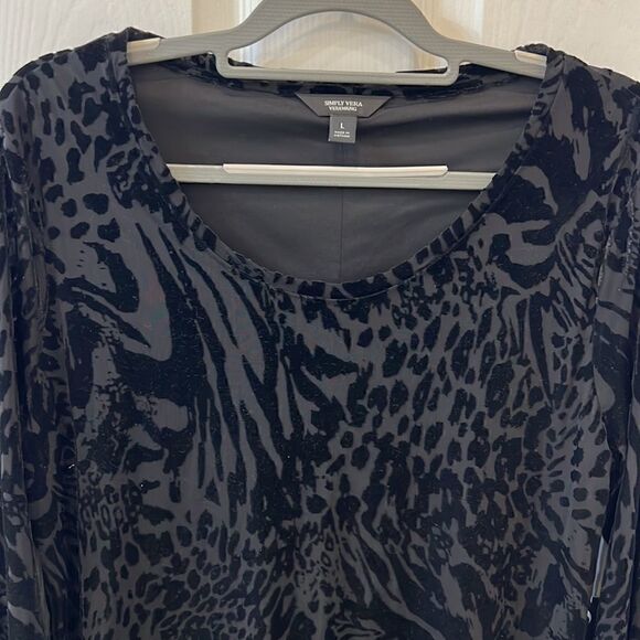 Simply Vera Sheer Black VeraWang Leopard Print Velvet Burnout Large- NWT - Picture 2 of 8